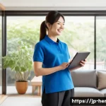 생활가사도우미와 고객 간 갈등 해결 사례 - A bright and airy modern living room. A Japanese female client, mid-30s, dressed in comfortable casu...