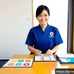 생활가사도우미 관련 자격증 종류와 비교 - Photorealistic Japanese home-care career consultation in a bright modern community center, a Japanes...